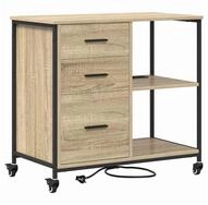 vidaXL Aktenschrank 76 x 41 x 72 cm B&uuml;roschrank mit Rad Sonoma Eiche 76x41x72...