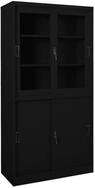 vidaXL Aktenschrank B&uuml;roschrank mit Schiebet&uuml;r Schwarz 90x40x180 cm Stahl...