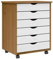 vidaXL Schrankmodule Rollschrank mit Schubladen MOSS Honigbraun Massivholz...