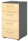 HAMMERBACHER H&auml;ngeregisterschrank Regal 2OH 4 Sch&uuml;be graphit/Ahorn