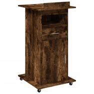 vidaXL Schreibtisch Rednerpult mit Rollen & Schublade R&auml;uchereiche 55x55x107 cm