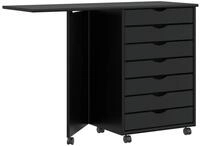 vidaXL Rollcontainer Rollschrank mit Schreibtisch MOSS Schwarz Massivholz Kiefer, (1