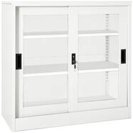 vidaXL F&auml;cherschrank Schrank mit Schiebet&uuml;r Wei&szlig; 90x40x90 cm Stahl (1-St)