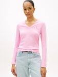 Tommy Hilfiger Strickpullover STITCH V-NECK mit Knopfdetail am &Auml;rmel, Regular...