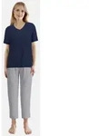 TOM TAILOR Pyjama Kurzarm, mit Muster, V-Ausschnitt, Baumwollmix