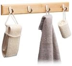 relaxdays Hakenleiste 4 x Hakenleiste Bambus mit 4 Haken