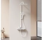 EMKE Duschsystem mit Thermostat Regendusche und Ablage Brausegarnitur Schwarz, 3