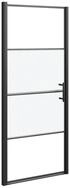 vidaXL Duschwand Duscht&uuml;r 91x195 cm Halbmatt Hartglas Schwarz