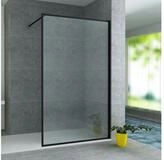 Aloni Walk-in-Dusche Duschwand 8mm ESG Sicherheitsglas, schwarz matt mit