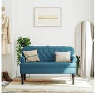 vidaXL Sitzbank, Sitzbank mit R&uuml;ckenlehne Blau 119,5x64,5x75 cm Samt
