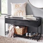 FINEBUY Sitzbank FB34727 Flurbank mit Stauraum 90x52x38 cm Massivholz Bank Flur...