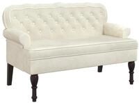 vidaXL Sitzbank Sitzbank mit R&uuml;ckenlehne Creme 119,5x64,5x75 cm Samt