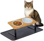 relaxdays Futterstation Katzennapf erh&ouml;ht Keramik mit Unterlage, zweifach