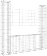vidaXL Gabionenzaun, Gabionenkorb U-Form mit 2 S&auml;ulen Eisen 140x20x150 cm