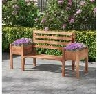 Outsunny Bank Gartenbank, 2-Sitzer Sitzbank mit Blumenkasten (Balkonbank, 1-St.,