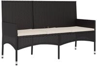 vidaXL Gartenbank, Outdoor Bank 3-Sitzer mit Kissen Schwarz Poly Rattan