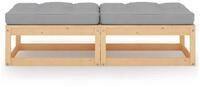 vidaXL Hocker, Garten-Fu&szlig;hocker mit Kissen 2 Stk. Massivholz Kiefer