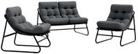 vidaXL Gartenstuhl gartenm&ouml;bel mit Kissen 3 pcs Schwarz Pulverbeschichteter...