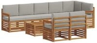 vidaXL Gartenlounge-Set Sofagarnituren 9 pcs Nat&uuml;rlich und Hellgrau Massivholz,