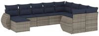 vidaXL Sofaelement 10-teiliges Gartensofa-Set mit Kissen, grau, Polyrattan (1...