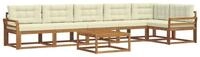 vidaXL Gartenlounge-Set Outdoor-Sofagarnitur mit Kissen 7 pcs Natur und Creme,