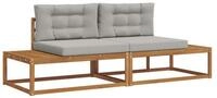 vidaXL Sofaelement Outdoor-Sofagarnitur mit Kissen Nat&uuml;rlich und Hellgrau