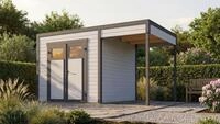 weka Gartenhaus Batu 1,5 mit Anbau 150 cm, BxT: 400x414,8 cm