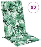 vidaXL Hochlehnerauflage, Gartenstuhl Auflagen 2 Stk. Blattmuster Oxford-Gewebe