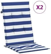 vidaXL Hochlehnerauflage, Gartenstuhl Auflagen 2 Stk. Blau & Wei&szlig; Gestreift...