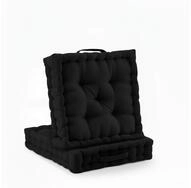 Beautissu Stuhlkissen 2er Set Bodenkissen Sitzkissen Mila, 50x50cm, Schwarz,