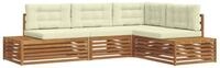 vidaXL Sofaelement Outdoor-Sofagarnitur mit Kissen 4 St&uuml;ck Natur und Creme (5...