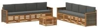 vidaXL Gartenlounge-Set Sofagarnituren mit Kissen 9 pcs Massivholz, (9-tlg)