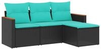 vidaXL Gartenlounge-Set 4-teiliges Gartensofa-Set mit Kissen, schwarzes...
