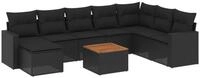 vidaXL Gartenlounge-Set 9-tlg. Garten-Sofagarnitur mit Kissen Schwarz Poly Rattan,