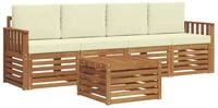 vidaXL Gartenlounge-Set Outdoor-Sofagarnitur 5 pcs Natur und Creme Massivholz,