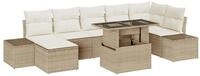 vidaXL Loungesofa Garten-Sofa-Set mit Kissen 8 pcs Beige und Creme, 8 Teile