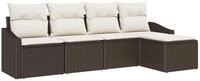 vidaXL Gartenlounge-Set Sofa Set mit Kissen 5 pcs Braun Poly Rattan, (5-tlg)