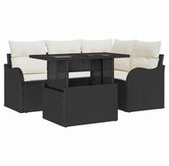 vidaXL Loungesofa Gartensofa-set mit Kissen mit Kissen 5 pcs Schwarz Poly...