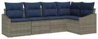 vidaXL Loungesofa Gartensofa-set mit Kissen 5 pcs Grau und Marineblau...