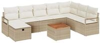 vidaXL Gartenlounge-Set Gartensofa-set mit Kissen mit Speicher 9 pcs Beige