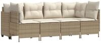 vidaXL Gartenlounge-Set 5-tlg. Garten-Sofagarnitur mit Kissen Beige Poly Rattan,