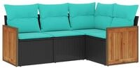 vidaXL Gartenlounge-Set 4-teiliges Gartensofa-Set mit Kissen, schwarzes...