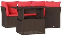 vidaXL Gartenlounge-Set 5-teiliges Gartensofa-Set mit Kissen, braun, Polyrattan,