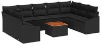 vidaXL Gartenlounge-Set Gartensofa-set mit Kissen 10 pcs Schwarz Poly-Rattan,