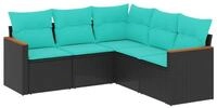 vidaXL Gartenlounge-Set 5-teiliges Gartensofa-Set mit Kissen, schwarzes...