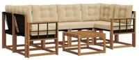 vidaXL Gartenlounge-Set Outdoor-Sofagarnitur mit Kissen 7 pcs Natur und Beige,