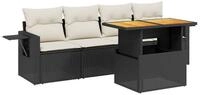 vidaXL Gartenlounge-Set 5-tlg. Garten-Sofagarnitur mit Kissen Schwarz Poly...
