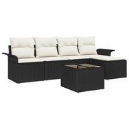 vidaXL Gartenlounge-Set Outdoor-Sofa mit Kissen 6 pcs Schwarz Poly-Rattan,...