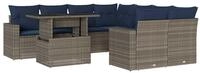 vidaXL Gartenlounge-Set 9-teiliges Gartensofa-Set mit Kissen, grau, Polyrattan,