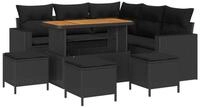 vidaXL Loungesofa Gartensofa-set mit Kissen 10 pcs Schwarz Poly-Rattan, 10 Teile